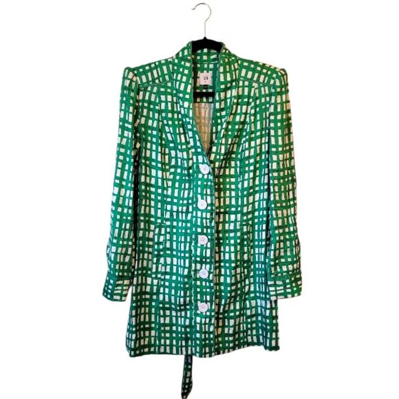 Cabi Women's Green And White Circuit Blazer Trench Jacket Size M - Picture 1 of 6